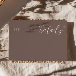 Modern Mocha Brown Wedding Details Tilläggskort