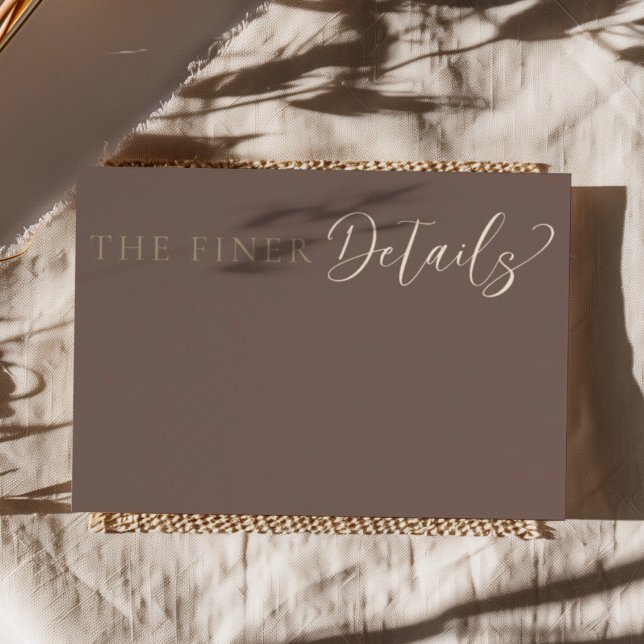 Modern Mocha Brown Wedding Details Tilläggskort (Skapare uppladdad)