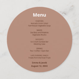 Modern Mocha Brun Bröllops Rond Meny
