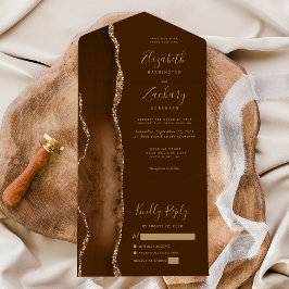Modern Mocha Brun Guld Agat Bröllop
