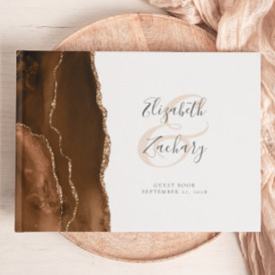 Modern Mocha Brun Guld Agat Skrift Gästböcker
