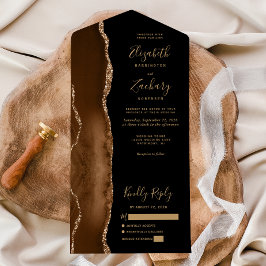 Modern Mocha Brun Guld Agat Svart Bröllop