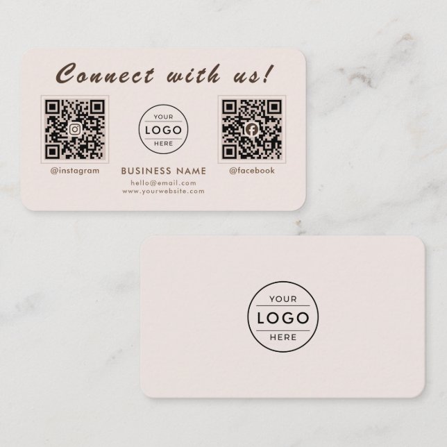 Modern Mocha Dubbel QR-kod Multi Social Visitkort (Fram/baksida)