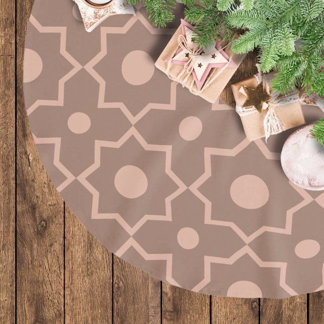 Modern Mocha Mousse Dusty Rosa Geometric Shape Julgransmatta Borstad Polyester (Skapare uppladdad)