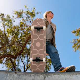 Modern Mocha Mousse Dusty Rosa Geometric Shape Mini Skateboard Bräda 18,5 Cm