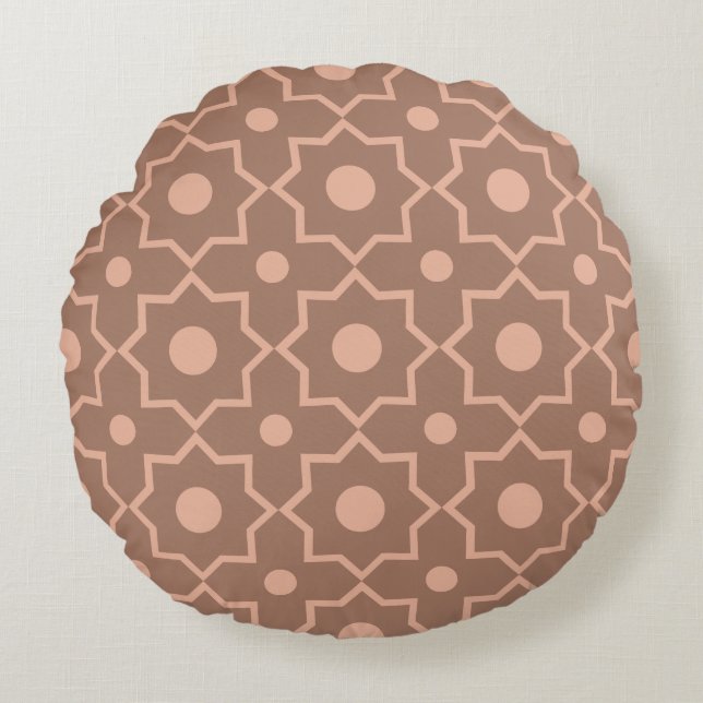 Modern Mocha Mousse Dusty Rosa Geometric Shape Rund Kudde (Framsidan)