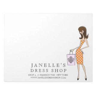 Modern Mode Girl Damask Business Pad Anteckningsblock