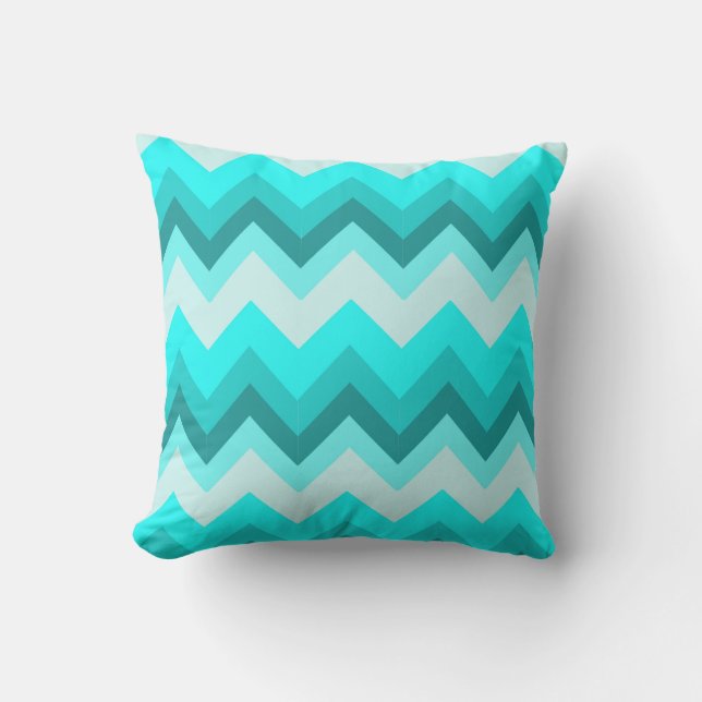 modern mode girograly ombre teal turquise chevron kudde (Framsida)