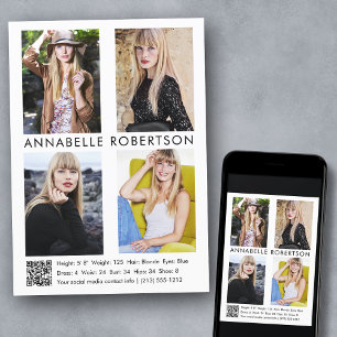 Modern modell Actor 4 Foton QR-kodkompositionskort Inbjudningar