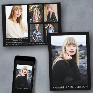 Modern modell Actor 6 Photos Comp Card Inbjudningar