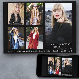 Modern modell och Actor 5 Photos Comp Card Inbjudningar