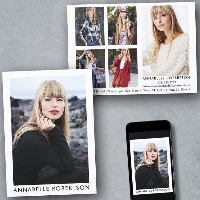 Modern modell och fotokompositionskort för Actor 6 Inbjudningar (Customize to change background color, text size or text style. Available for prints and download.)