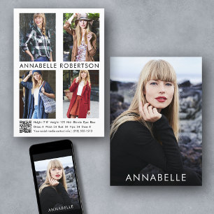 Modern modellkomp-kort för foto QR-kodmodell 5 Inbjudningar