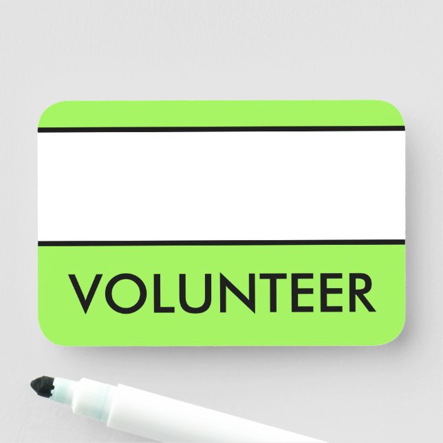 Modern moderiktig "VOLONTÄR" namn bricka Namnbricka (På plats)