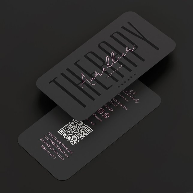 Modern modern Aesthetic Black Rosa Therapist Visitkort (Skapare uppladdad)