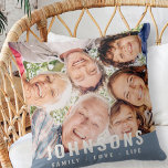 Modern Modern Chic Modern familjefotot Kudde<br><div class="desc">Denna enkla och moderna utformning består av sans serif-typografi. Lägg till anpassningsbar foto av familjen. Lägg till en anpassningsbar-tagg eller ett citat som visas här: "Familjens kärlek liv"</div>