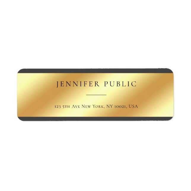 Modern modern design för gul Guld-mall Returadress Etikett (Framsidan)