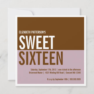 Modern Modern Lila Brown-Sweet sixteen-inbjudan Inbjudningar