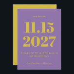 Modern modern Lila och Gult med fetstil Spara Datumet<br><div class="desc">Modern fet Lila och Gult av typen Bold Bright sparar datumet</div>