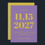 Modern modern Lila och Gult med fetstil Spara Datumet<br><div class="desc">Modern fet Lila och Gult av typen Bold Bright sparar datumet</div>