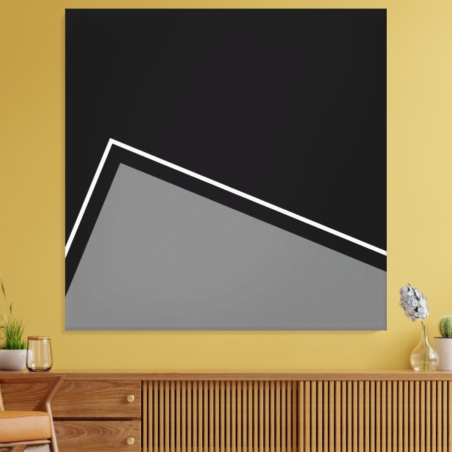 Modern, modern, medelstor Grått Vit geometrisk kon Canvastryck (Insitu (Vardagsrum))