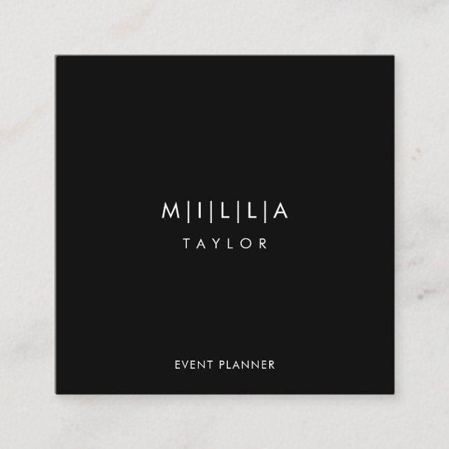 Modern, modern, minimal, svart Professionell Fyrkantigt Visitkort (Framsida)