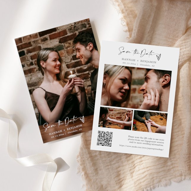 Modern, modern, minimalistisk QR-kodfoto med enkel Spara Datumet (Skapare uppladdad)