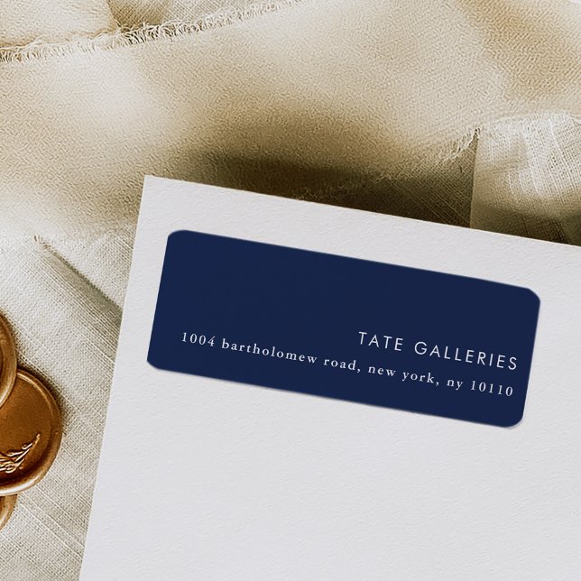 Modern, modern, minimalistisk Returadress för mari Returadress Etikett (Navy blue chic modern minimalist return address labels.)