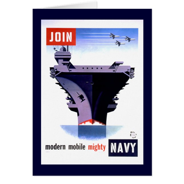 Modern Modern Mobile Mighty Navy Card Hälsningskort (Framsidan)