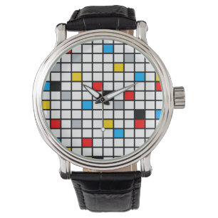 Modern modern mondriansk geometrisk minimal samman armbandsur