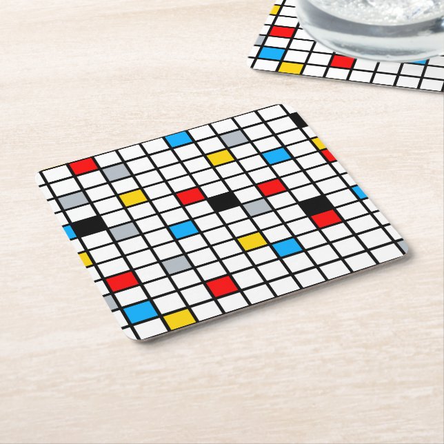 Modern modern mondriansk geometrisk minimal samman underlägg papper kvadrat (Vinklad)