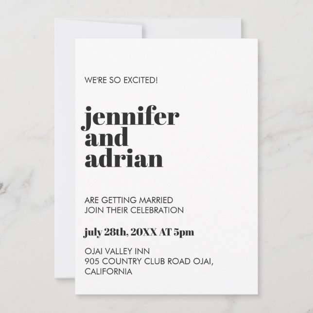 Modern Modern Retro Vit Modern-inbjudan Inbjudningar (Framsida)