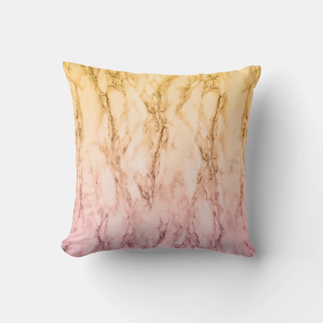 Modern modern rosa lila och gult marmor kudde (Framsida)