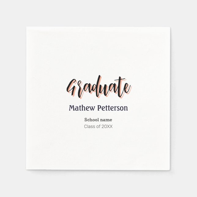 Modern modern studenten i fet stil, enkel svart kl pappersservett (Framsidan)