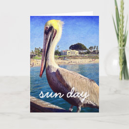 Modern modernt Pelican Beach Bird Photo Sol Day-sk Kort