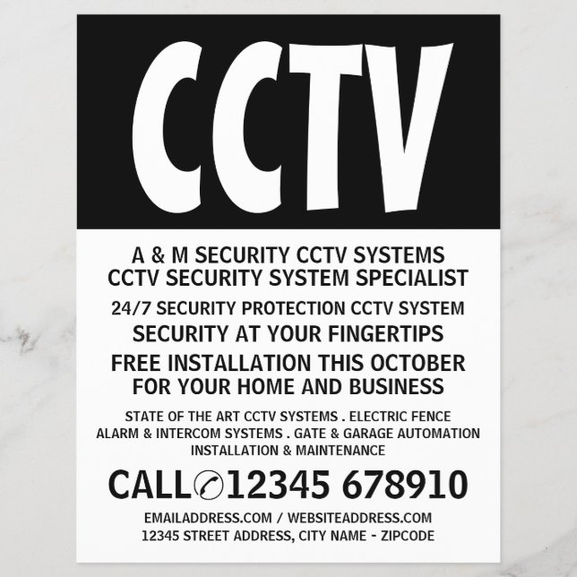 Modern, modig, CCTV-säkerhetskonvertiserande Flyer (Framsidan)