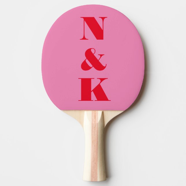 Modern modig Monogram Rosa Red-Anpassningsbar Pingisracket (Framsidan)