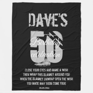 Modern, modig svart 50:e födelsedagsdagen i Önskem Fleecefilt