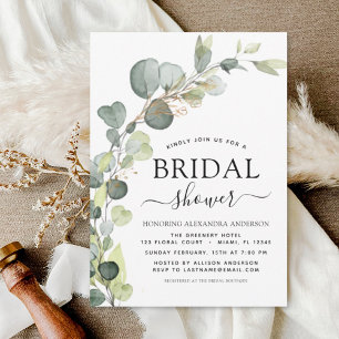 Modern Möhippa Botanical Eucalyptus Boho Inbjudningar
