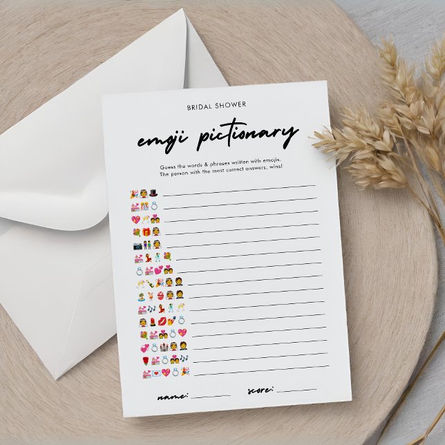 Modern Möhippa Emoji Pictionary-spel med svar Inbjudningar (Skapare uppladdad)