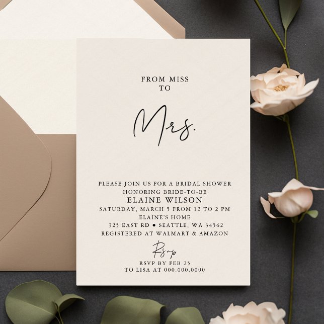 Modern Möhippa för enkel Elegant Inbjudningar (Simple Elegant Modern Bridal Shower Invitation)
