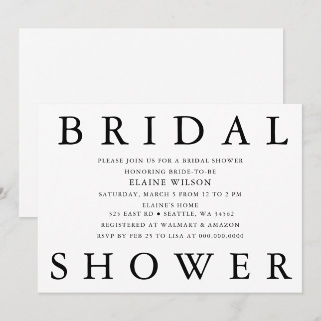 Modern Möhippa för enkelt fet Brev Inbjudningar (Fram/baksida)