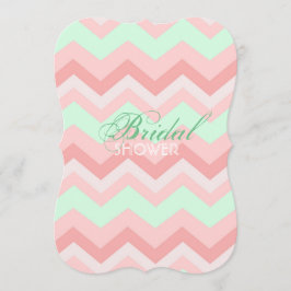 modern möhippa för korallmintschevron i mönster inbjudningar