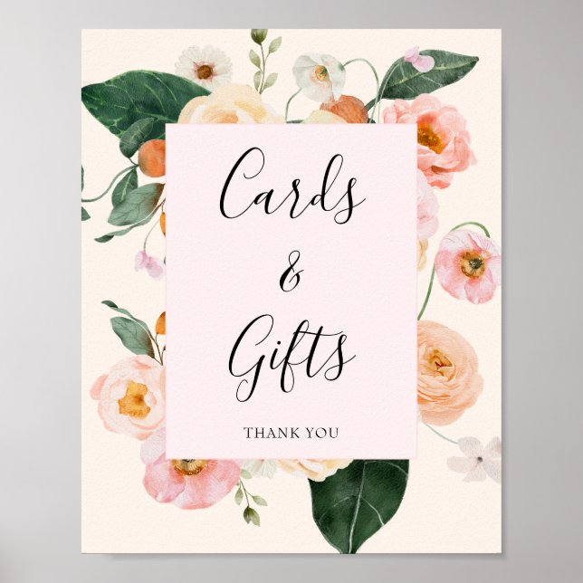 Modern Möhippa för  Rosa Peach-Blommigt Poster (Framsidan)