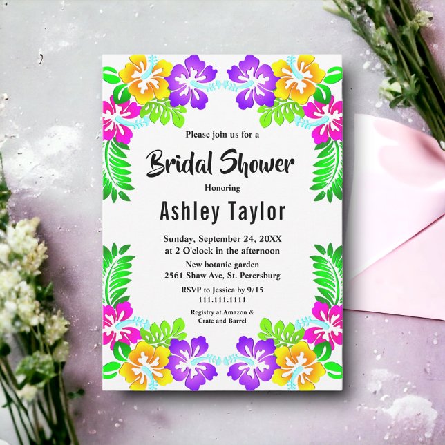 Modern Möhippa för tropisk botanisk Blommigt Inbjudningar (Skapare uppladdad)