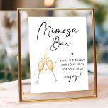 Modern Möhippa Mimosa Pub-tecken Poster<br><div class="desc">Öka möhippans brunch med Mimosa Pub-tecknet i Modern Script Möhippa . Det här minimalistiska tecknet, med ett svart skript, lägger till en elegant till möhippans brunch-dekor. Oavsett om du är värd för en möhippa eller en möhippa brunch, är det här tecknet perfekten som tillägg till din mimosa pub och anger...</div>