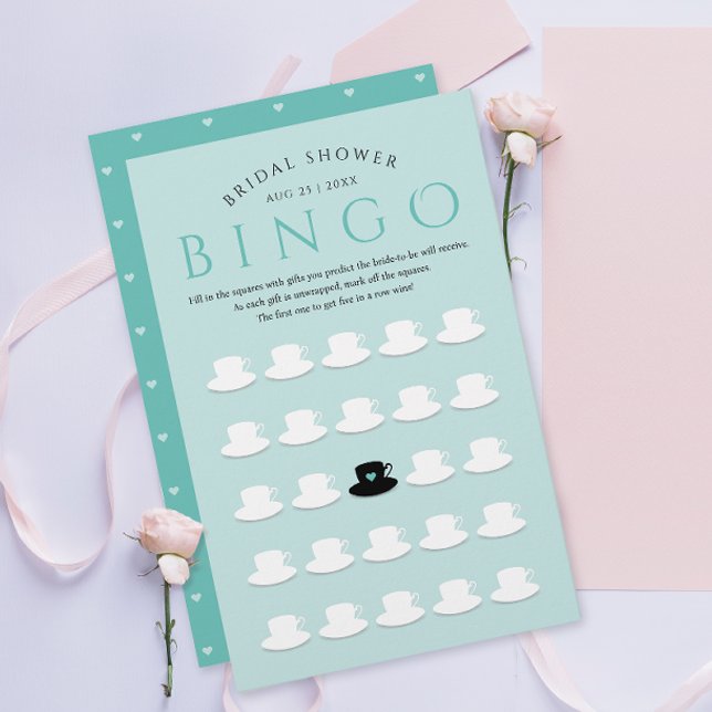 Modern Möhippa Mint Tea Party Bingo Tekopp Mönster (Skapare uppladdad)