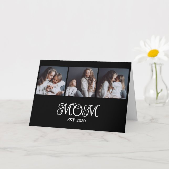 Modern Mom Established 3 Photo Mother's Day  Kort (Liten växt)