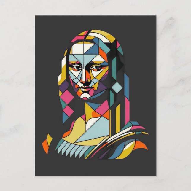 Modern Mona Lisa i glasmålningstil Vykort (Framsida)