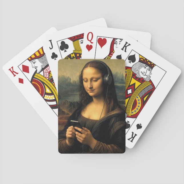Modern Mona Lisa med smartphone Casinokort (Baksidan)
